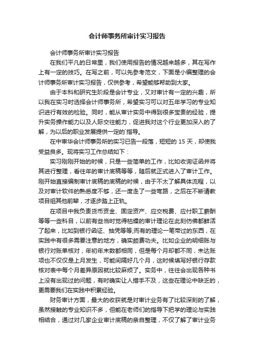 会计师事务所审计实习报告