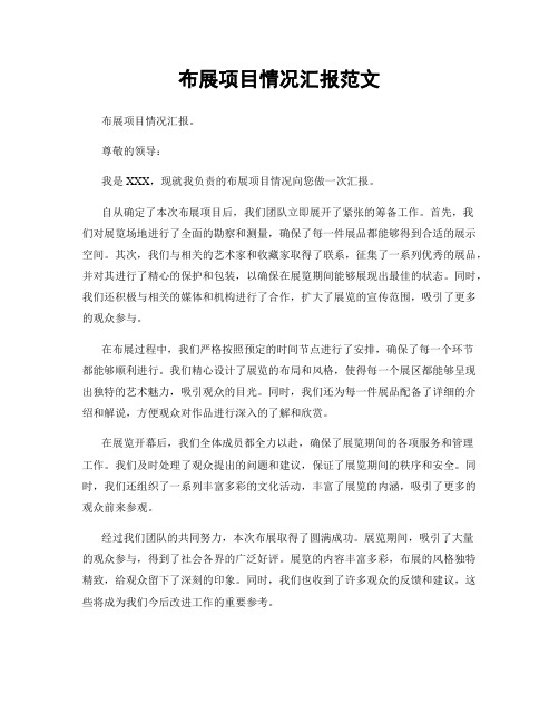 布展项目情况汇报范文