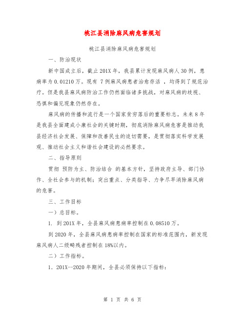 桃江县消除麻风病危害规划【可编辑版】