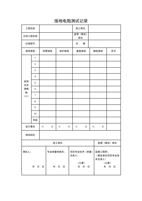 接地电阻测试记录