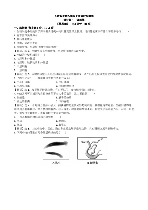 人教版生物八年级上册课时检测卷 5.1.1