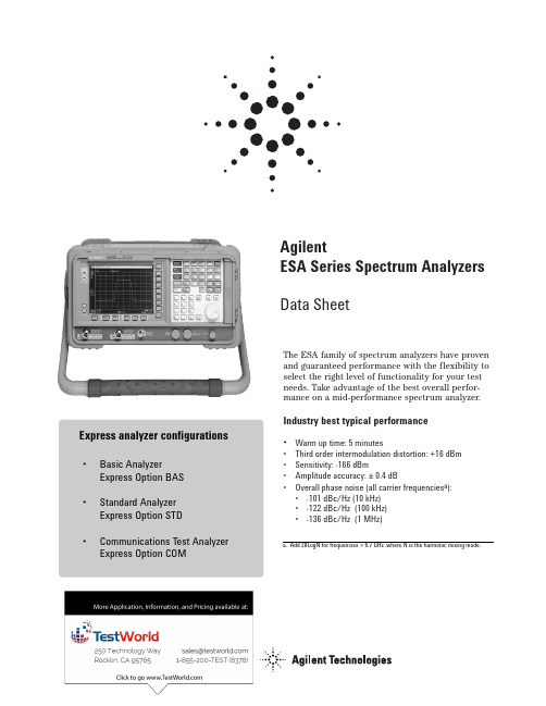 Agilent ESA Series Spectrum Analyzers 数据手册说明书