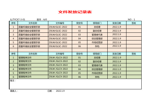 文件发放记录表