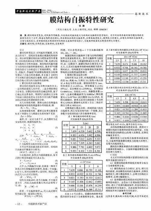 膜结构自振特性研究