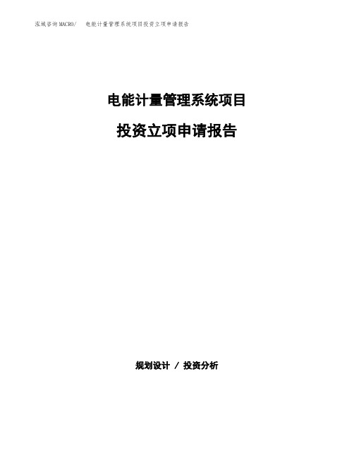 电能计量管理系统项目投资立项申请报告(参考模板)