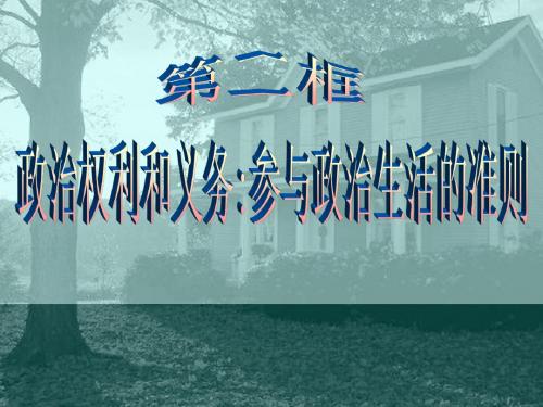 政治权利和义务：参与政治生活的准则