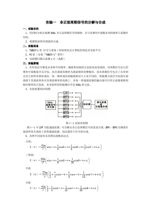 实验一  非正弦周期信号的分解与合成