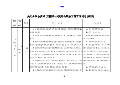 收费站绩效考核细则