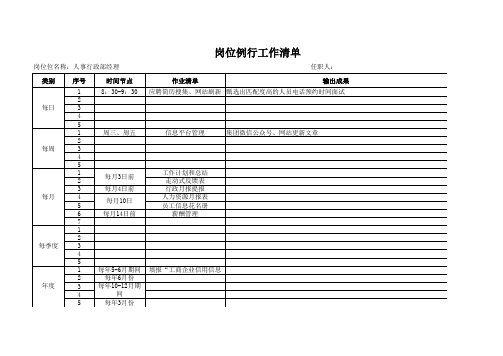 岗位例行工作清单模板