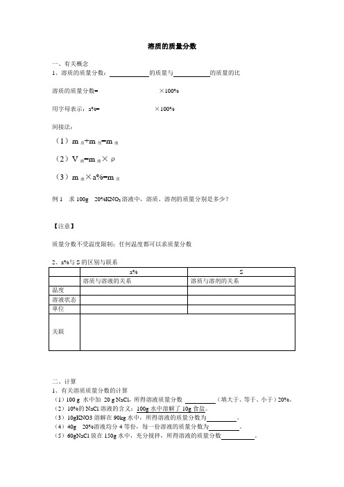 溶质的质量分数