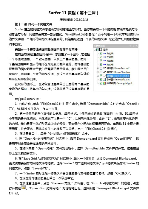 Surfer11 教程13_白化一个网格文件