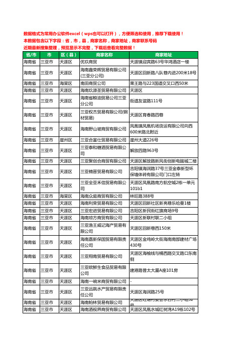 2020新版海南省三亚市贸易有限公司工商企业公司商家名录名单黄页联系电话号码地址大全67家