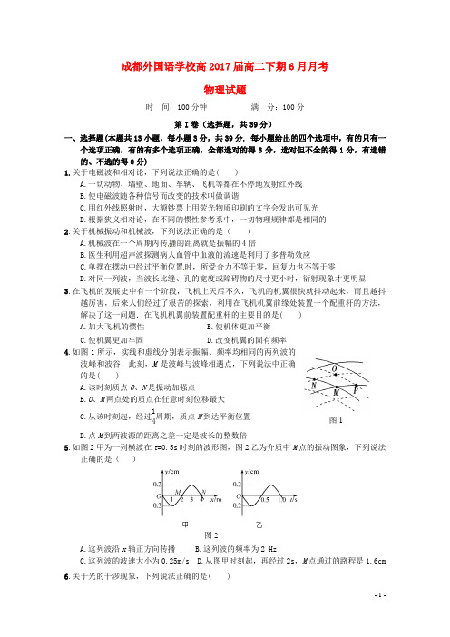 四川省成都外国语学校高二物理下学期6月月考试题