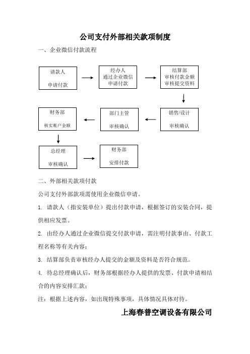 公司内部企业微信付款流程