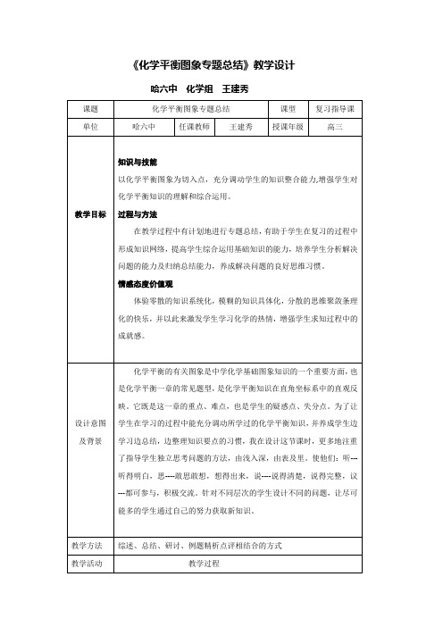 黑龙江省哈尔滨市第六中学高三化学复习《化学平衡图象专题总结》教学设计