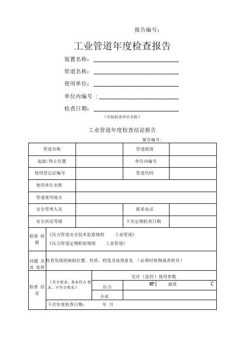 工业管道年度检查报告