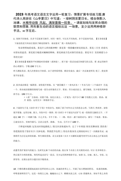 2023年高考语文语言文字运用一轮复习：情景扩展 专项练习题(Word版,含答案)