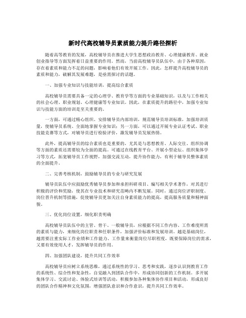 新时代高校辅导员素质能力提升路径探析