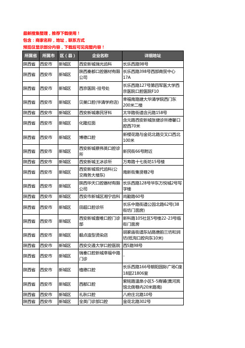 新版陕西省西安市新城区口腔企业公司商家户名录单联系方式地址大全116家