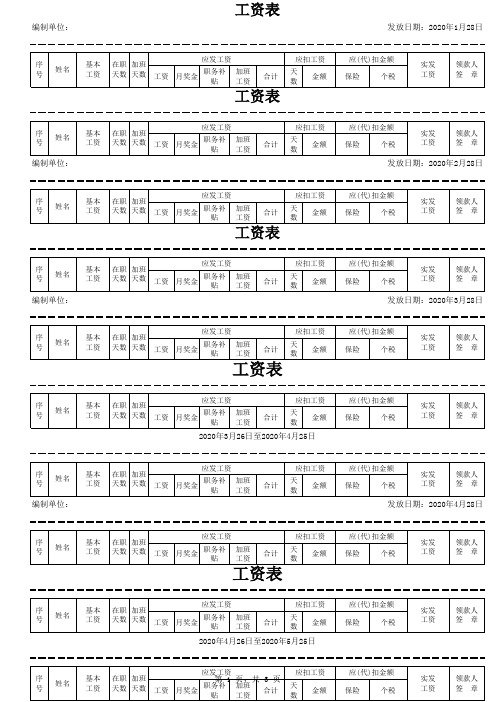 正规工资条excel模板