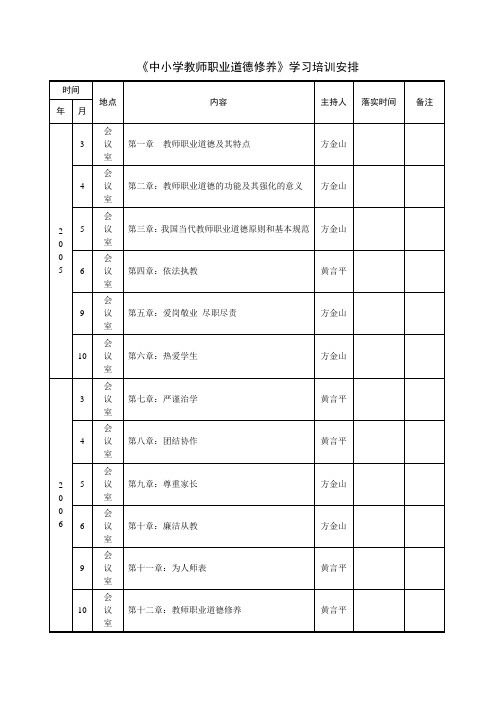 《中小学教师职业道德修养》学习培训安排