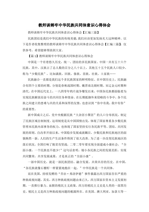 教师谈铸牢中华民族共同体意识心得体会