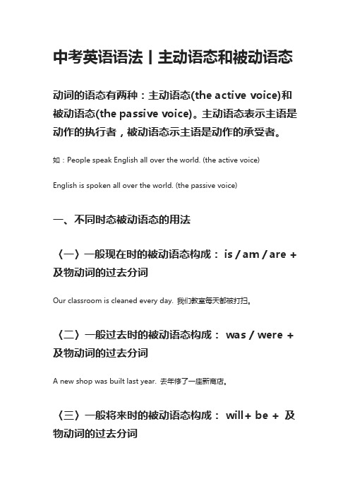 中考英语语法丨主动语态和被动语态