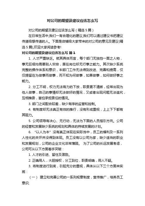 对公司的期望及建议应该怎么写