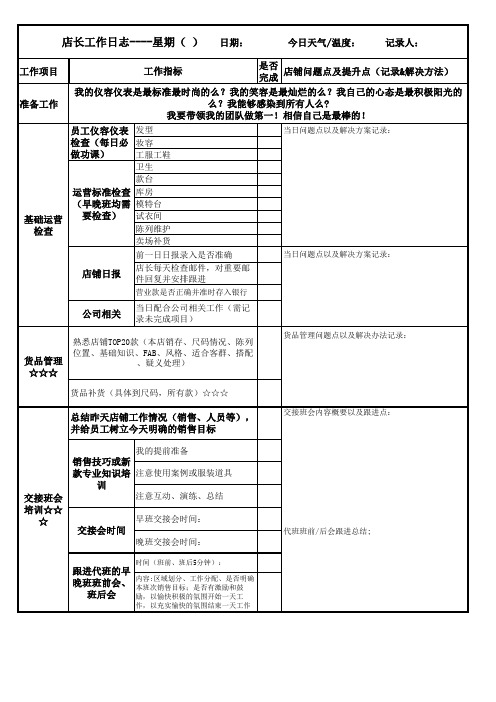 店长工作日志