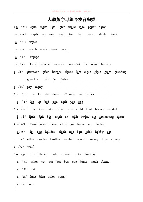 带有音标单词及字母组合发音归类