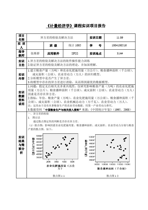 异方差实训报告)