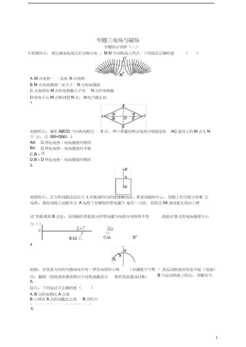 (浙江选考)2019届高考物理二轮复习-专题三-电场与磁场专题综合训练