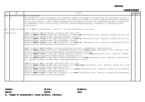 内部审核检查表(市场运营部) 