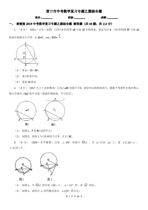 营口市中考数学复习专题之圆综合题