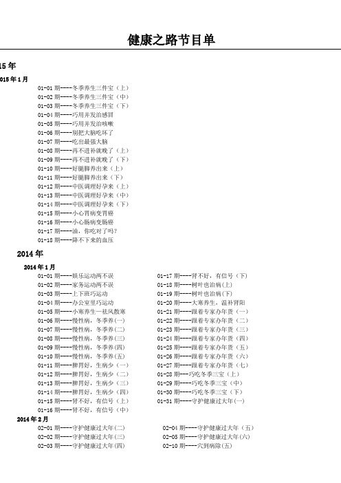 健康之路节目单