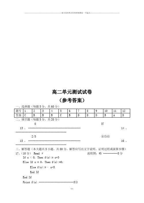 苏教版高中数学必修三算法初步检测试卷答案