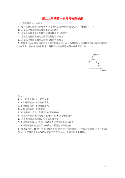 河南省淅川县第二高级中学高二物理上学期第一次月考试