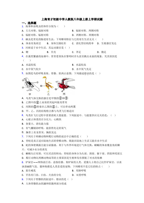 上海育才初级中学人教版八年级上册上学期试题