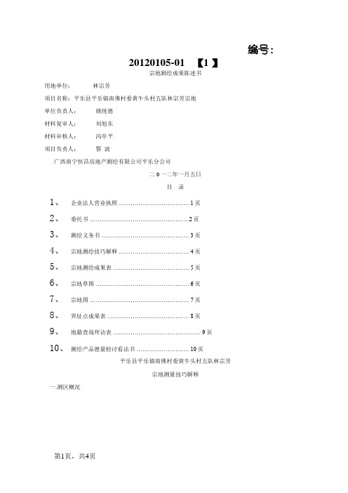 宗地测量技术报告范本