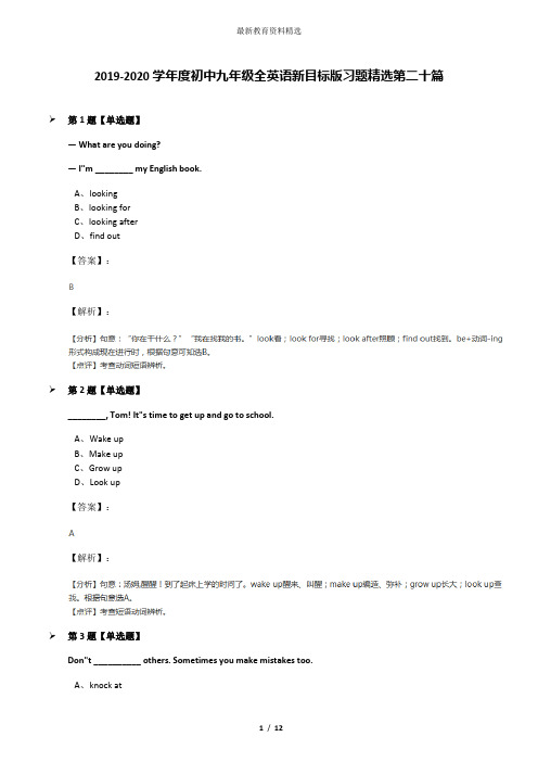 2019-2020学年度初中九年级全英语新目标版习题精选第二十篇