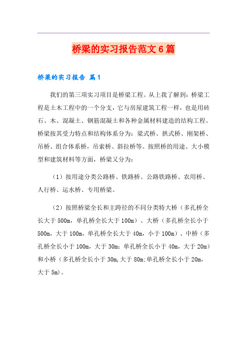 桥梁的实习报告范文6篇