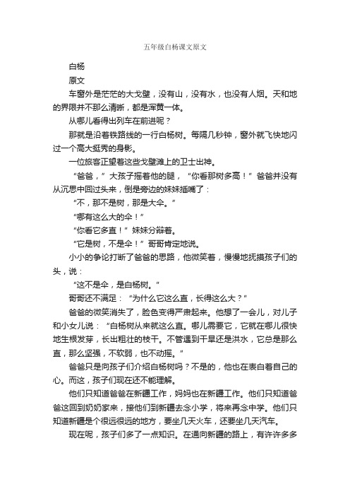 五年级白杨课文原文