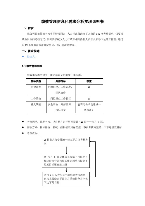 绩效管理信息化需求分析实现说明书3.0