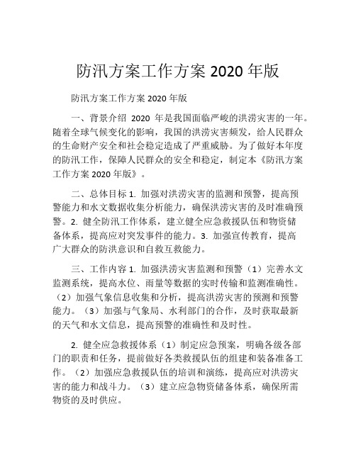 防汛方案工作方案2020年版