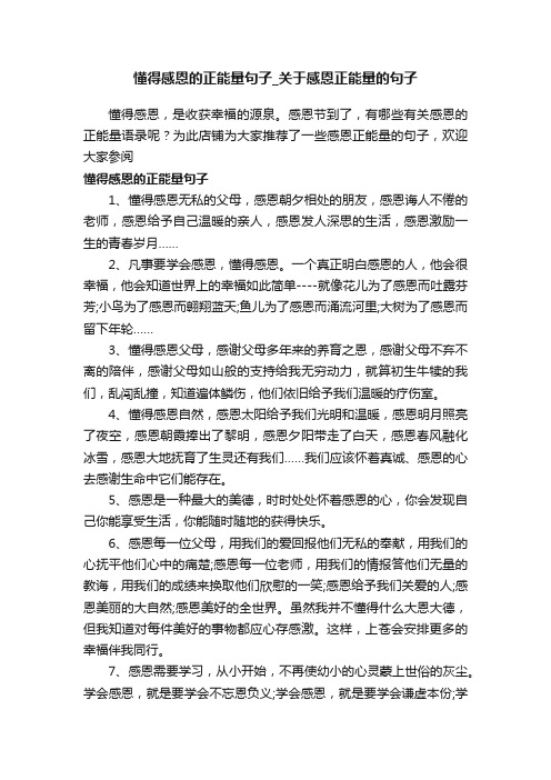 懂得感恩的正能量句子_关于感恩正能量的句子