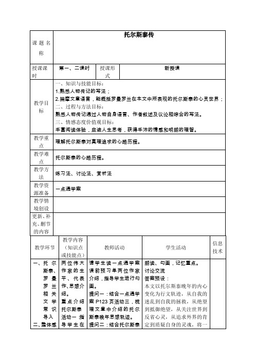 《托尔斯泰传》教案