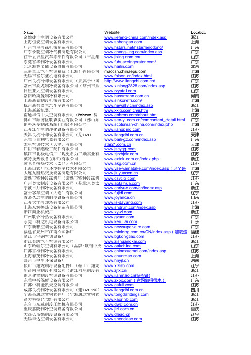 制冷、空调设备厂商信息大全