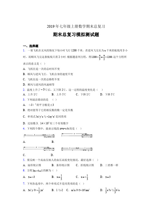 精编2019年七年级数学上册期末总复习完整考题(含答案)