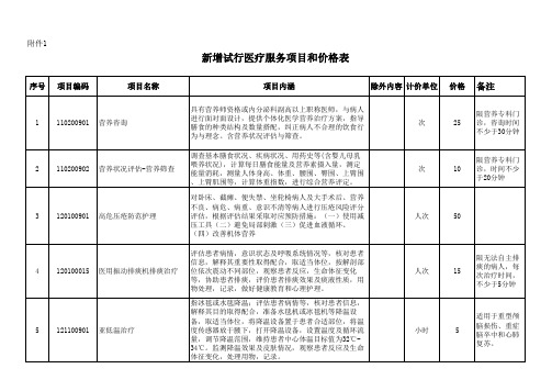 浙江省新增试行医疗服务项目和价格表、核医学检查项目价格调整表