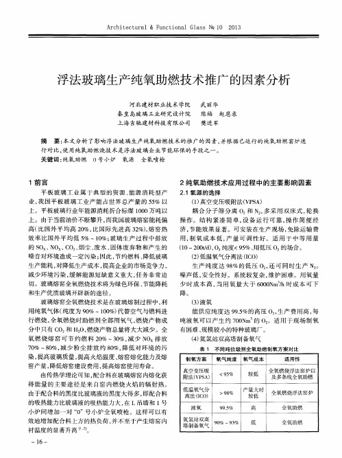 浮法玻璃生产纯氧助燃技术推广的因素分析